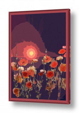 רעיה גרינברג רעיה גרינברג - «פנטזיה ממוחשבת«-ציור דיגיטלי - פרח | שקיעה בשדה פרגים