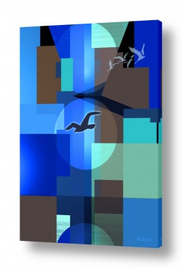 ציורים רעיה גרינברג | משחק בכחולים