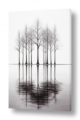 תמונות לפי נושאים סימטרי | עצים באגם