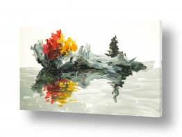 ציורי אבסטרקט אבסטרקט פרחוני ובוטני | פרחים צפים