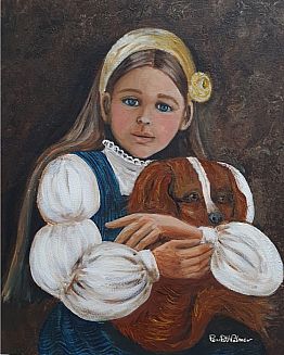 ילדה עם סרט צהוב וכלב