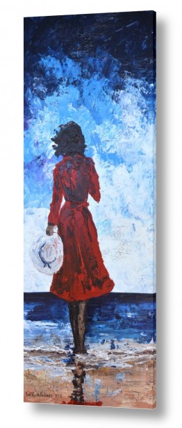 רוני רות פלמר רוני רות פלמר - מודרני, אוירה, דמויות,נוף ואבסטרקט - כובע | בשמלה אדומה