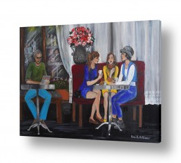 רוני רות פלמר רוני רות פלמר - מודרני, אוירה, דמויות,נוף ואבסטרקט - אישה | שלוש חברות בבית קפה