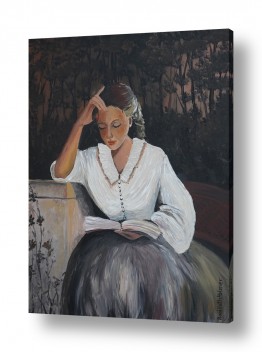 ציורים רוני רות פלמר | אישה קוראת ספר
