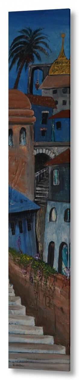 רוני רות פלמר רוני רות פלמר - מודרני, אוירה, דמויות,נוף ואבסטרקט - אורבני | מדרגות מובילות אל העיר