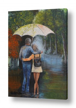 ציורים רוני רות פלמר | שנינו יחד תחת מטריה אחת