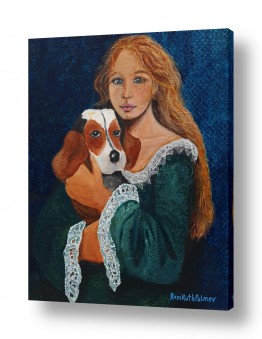 ציורים רוני רות פלמר | ילדה וכלב