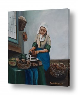 ציורים רוני רות פלמר | האופה מוזגת חלב 