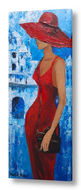 ציורים רוני רות פלמר | אישה באדום