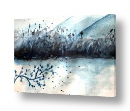 נושאים ציורי נוף על קנבס | אגם כחול