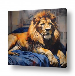 ציורים ציורים של בעלי חיים | אריה על מיטה