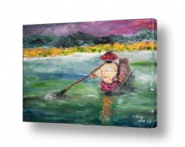 ציורים ציורים מים וים | על  אגם אינליי-בורמה