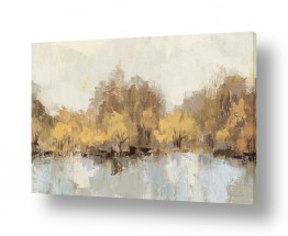 נושאים ציורי נוף על קנבס | השתקפות מוזהבת בנהר