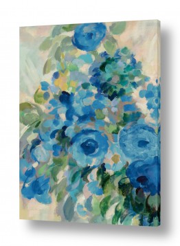 ציורי אבסטרקט אבסטרקט פרחוני ובוטני | פרחים מופשטים בכחול II