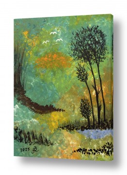 ציורים צביה שמוקלר | עצים וצבעים