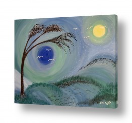 ציורים צביה שמוקלר | נוף בכחול