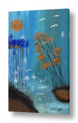 דקורטיבי מעוצב סגנון כפרי | נוף גשום