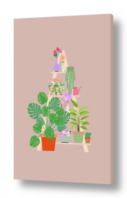 פרחים ערוגות | צמחים על מדף משולש