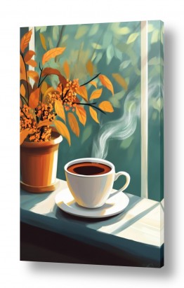 חלונות אדן החלון | Hot cup of coffee