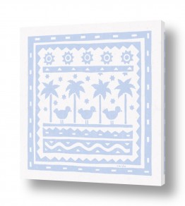 עצים דקלים | נוף אתני בתכלת