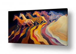 ציורים ציורים של בעלי חיים | סוסים במדבר