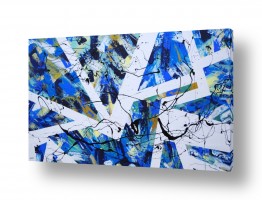 ציורי אבסטרקט מופשט גיאומטרי | גאומטרי לבן כחול