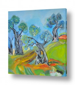 נושאים ציורי נוף על קנבס | עצי זית בעמק